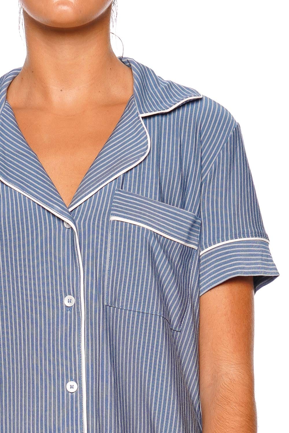 Eberjey Gisele Slate Blue Striped Pajama Short Set