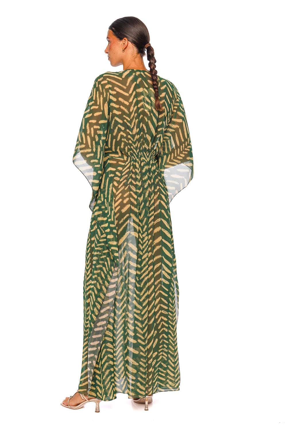 Johanna Ortiz Secret Garden Military Green Kimono Sleeve Maxi Dress