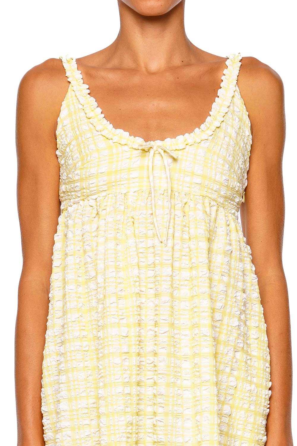 Solid & Striped The Cassidy Citrina Puckered Plaid Mini Dress