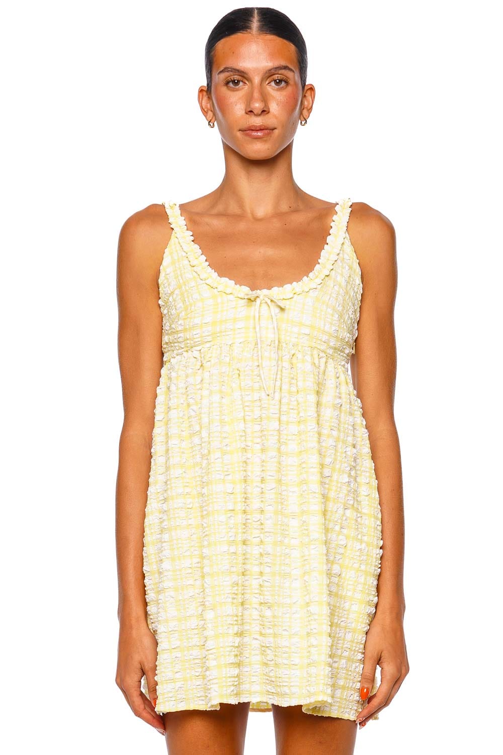 Solid & Striped The Cassidy Citrina Puckered Plaid Mini Dress