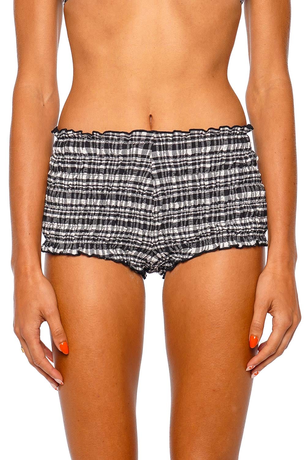 Solid & Striped The Mimi Short Noir Smocked Plaid Shorts