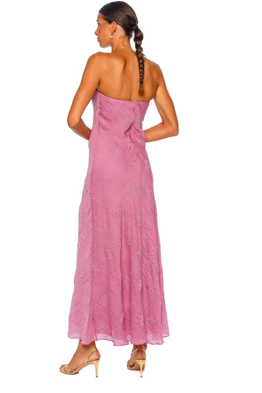 Staud Cassie Pink Strapless Maxi Dress