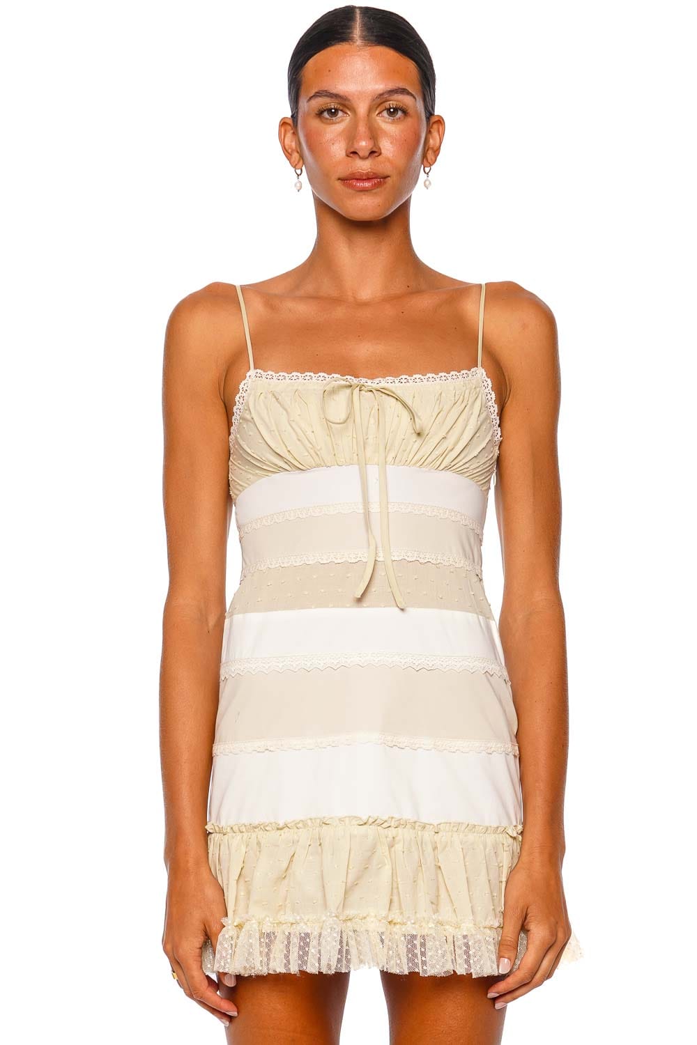 Staud Halie Ecru Strappy Mini Dress