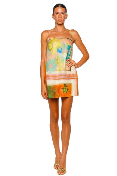 Staud Laura Superbloom Scarf Linen Mini Dress