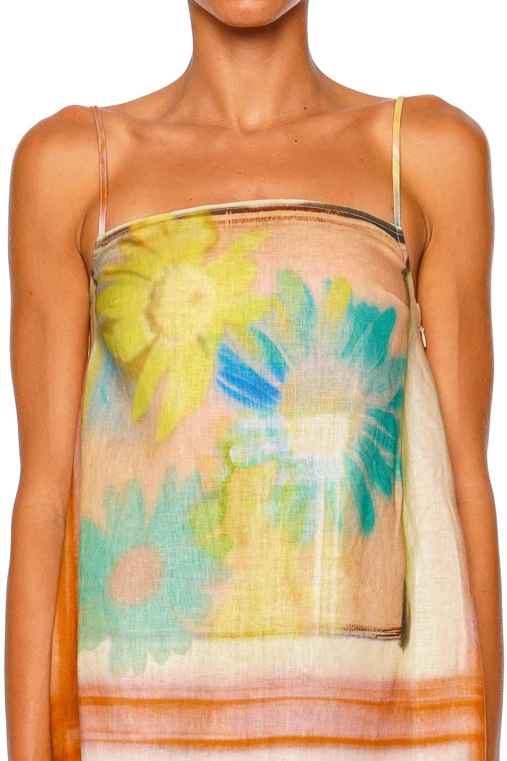 Staud Laura Linen Superbloom Scarf Strappy Mini Dress