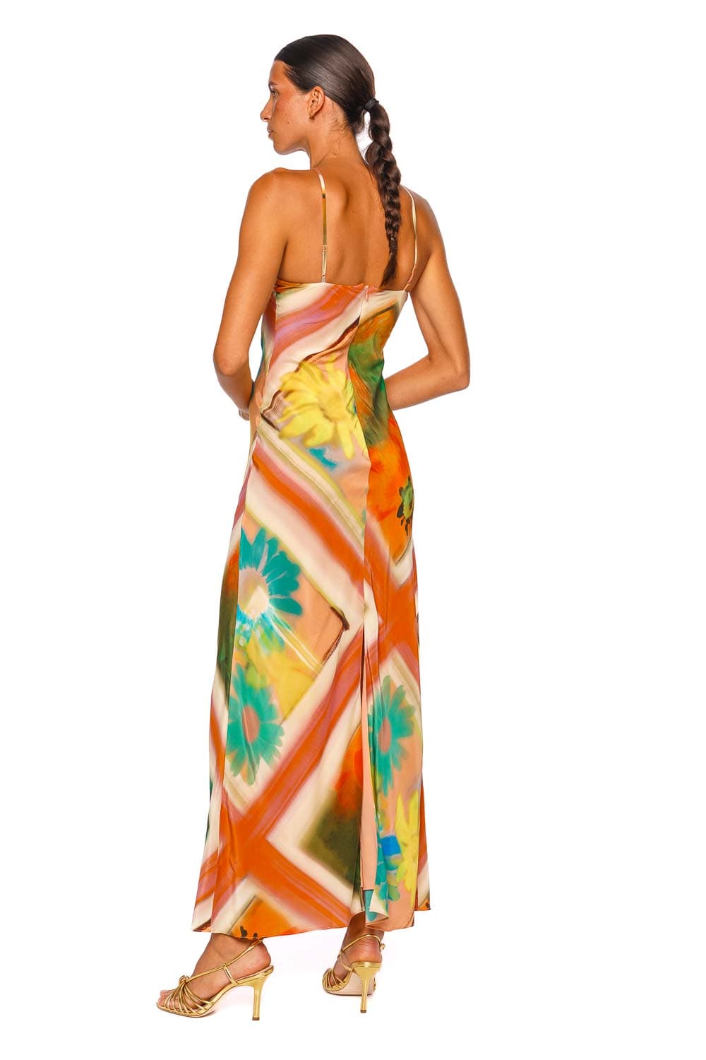 Staud Cubism Superbloom Scarf Printed Strappy Maxi Dress