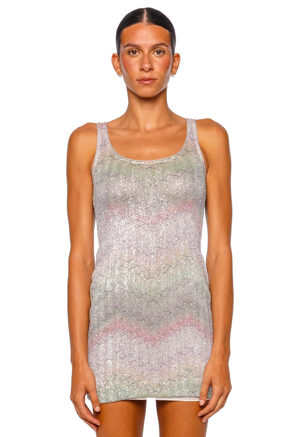 MISSONI Sequin Chevron Sleeveless Knit Mini Dress