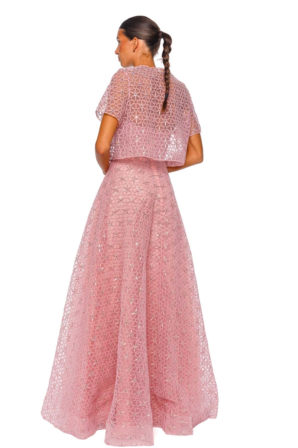 Naeem Khan Floral Cording Pink Short Sleeve Bolero