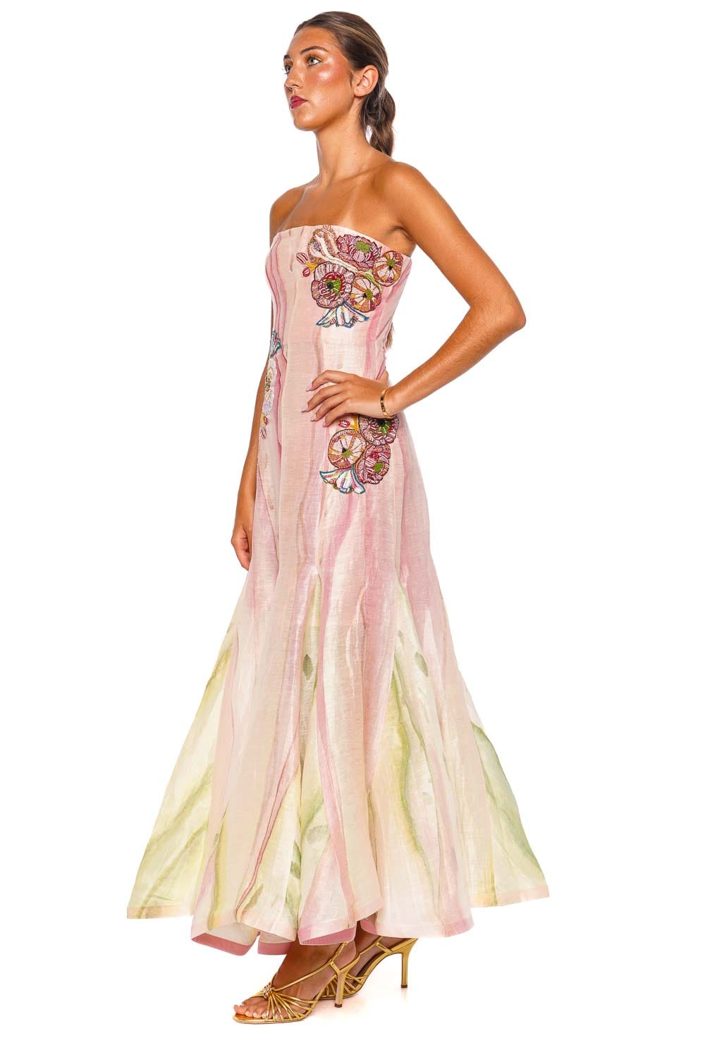LA FUORI Spring Fae Bloom Multi Strapless Maxi Dress