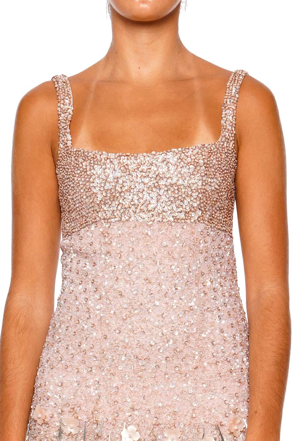 LA FUORI Maris Embroidered Blush Strappy Mini Dress