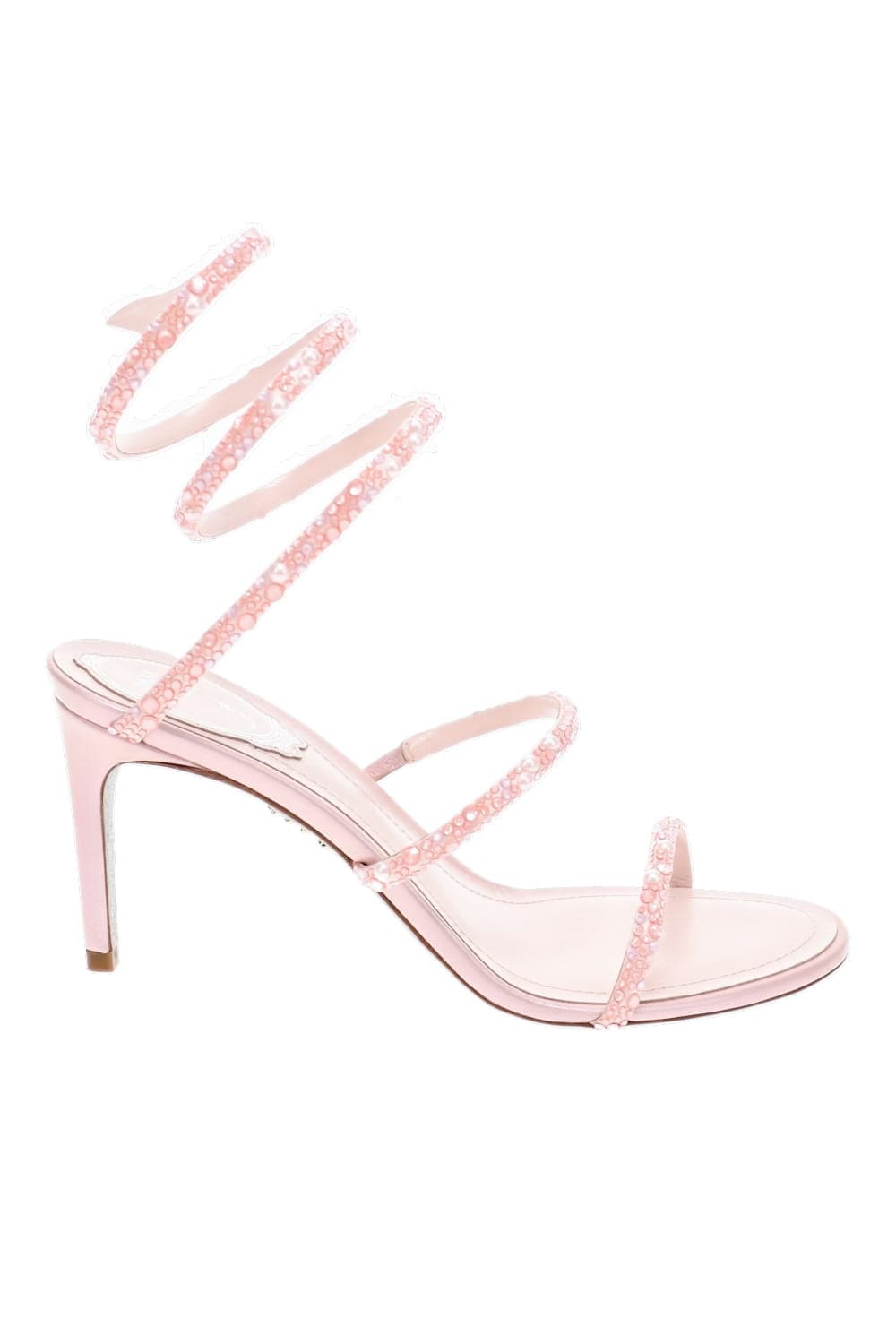 RENE CAOVILLA Pearl Pink Ankle Wrap Heel Sandal