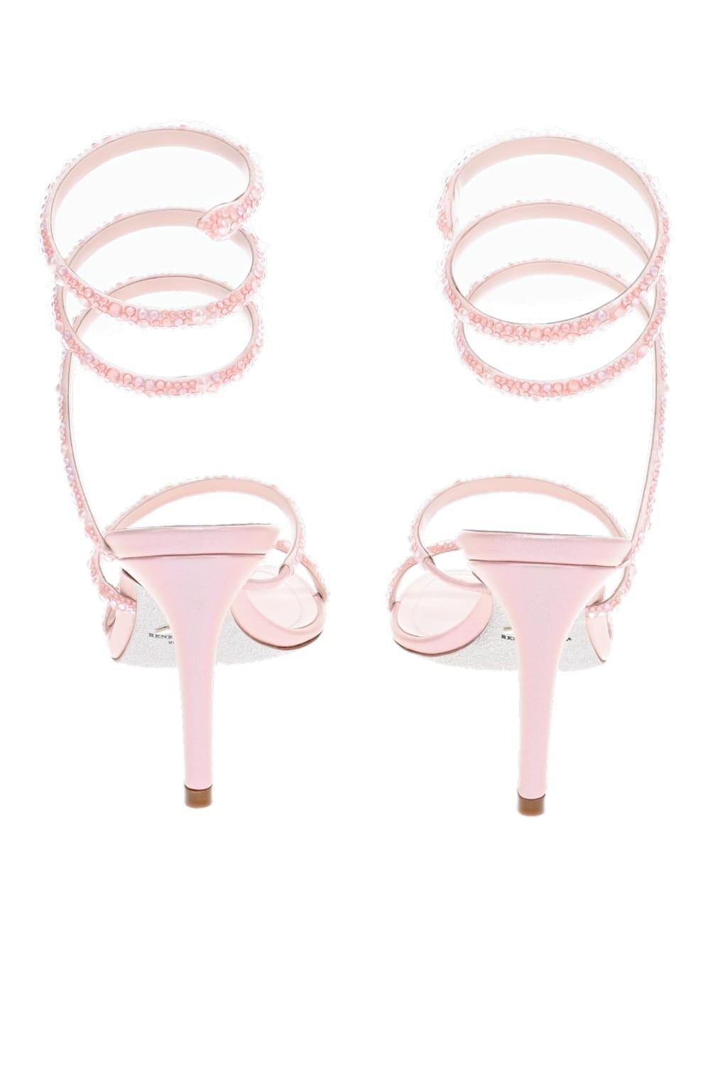 RENE CAOVILLA Pearl Pink Ankle Wrap Heel Sandal
