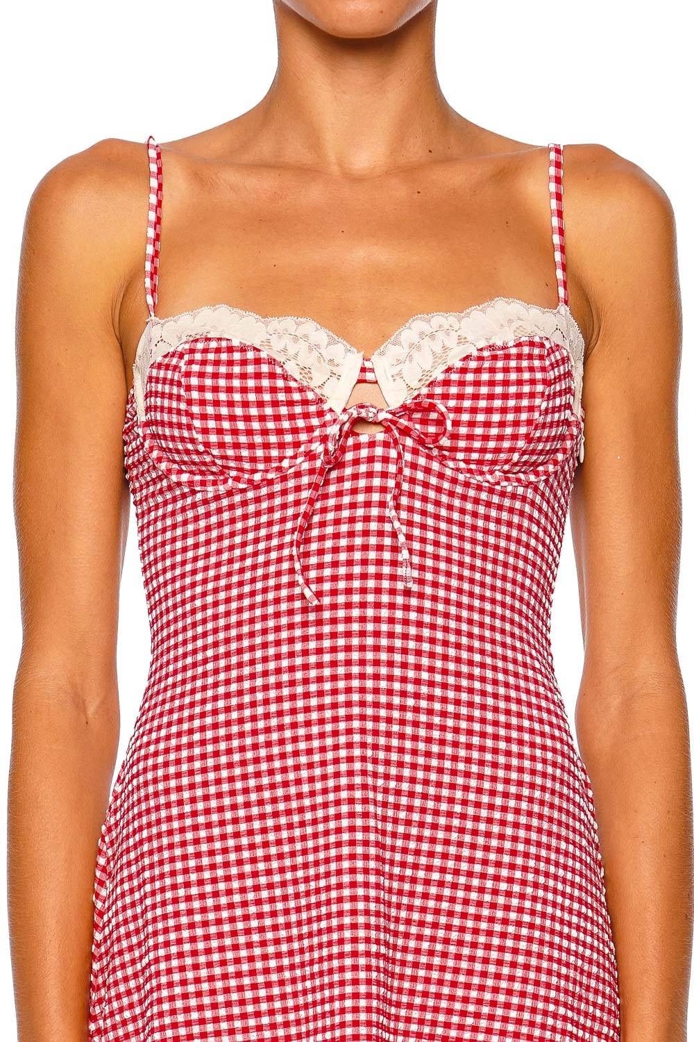 Montce Swim Lena Red Gingham Strappy A Line Mini Dress