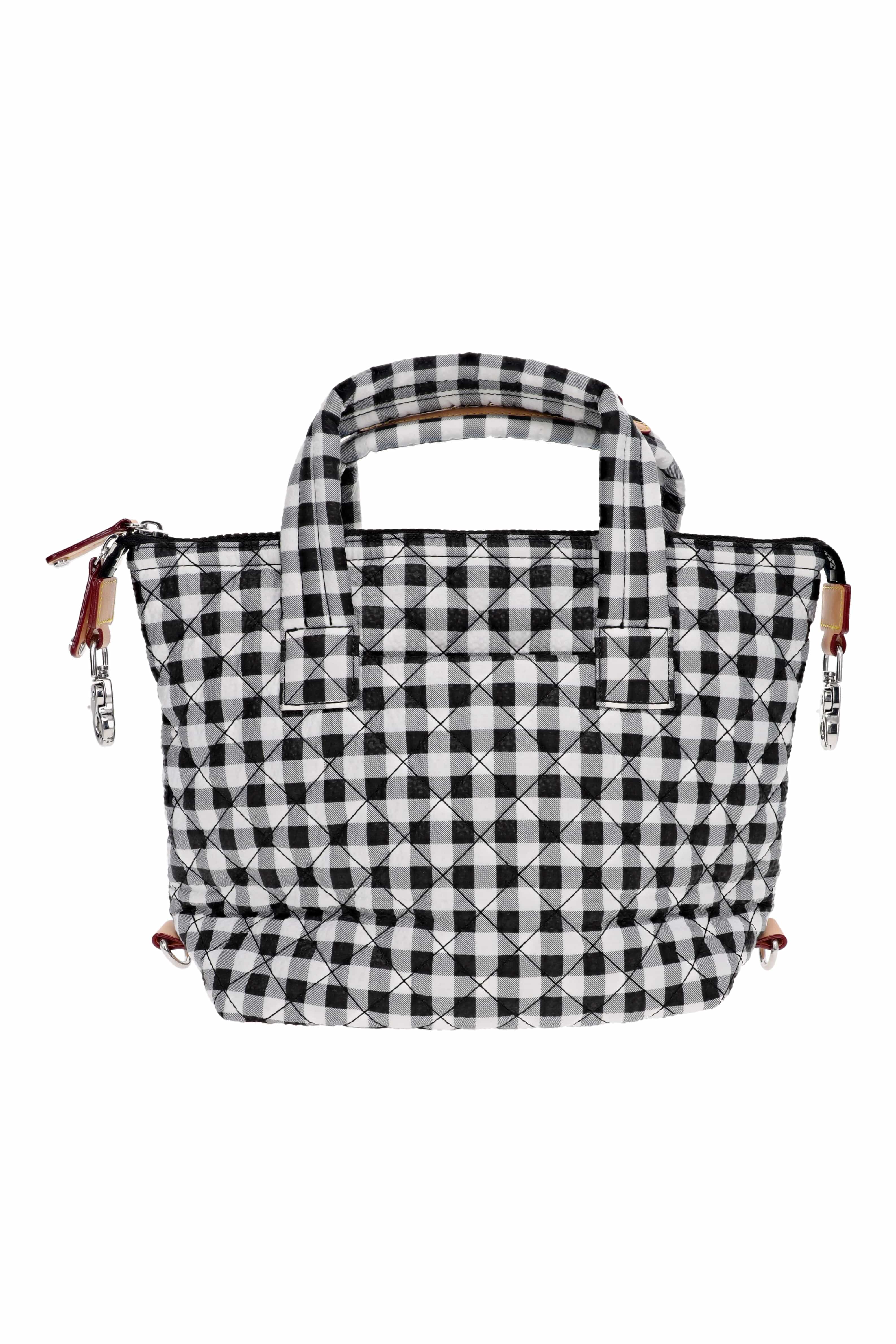 MZ Wallace Black & White Gingham Small Sutton Tote Deluxe