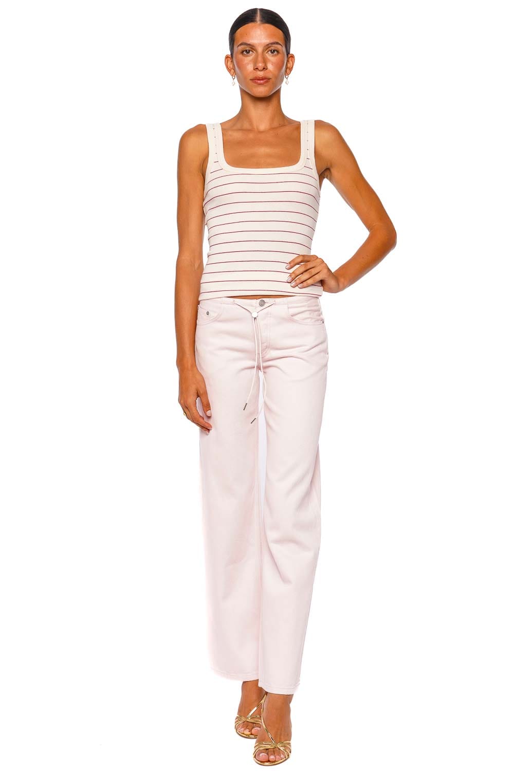 Citizens of Humanity Faye Tank Raspberry Stripe Sleeveless Knit Top