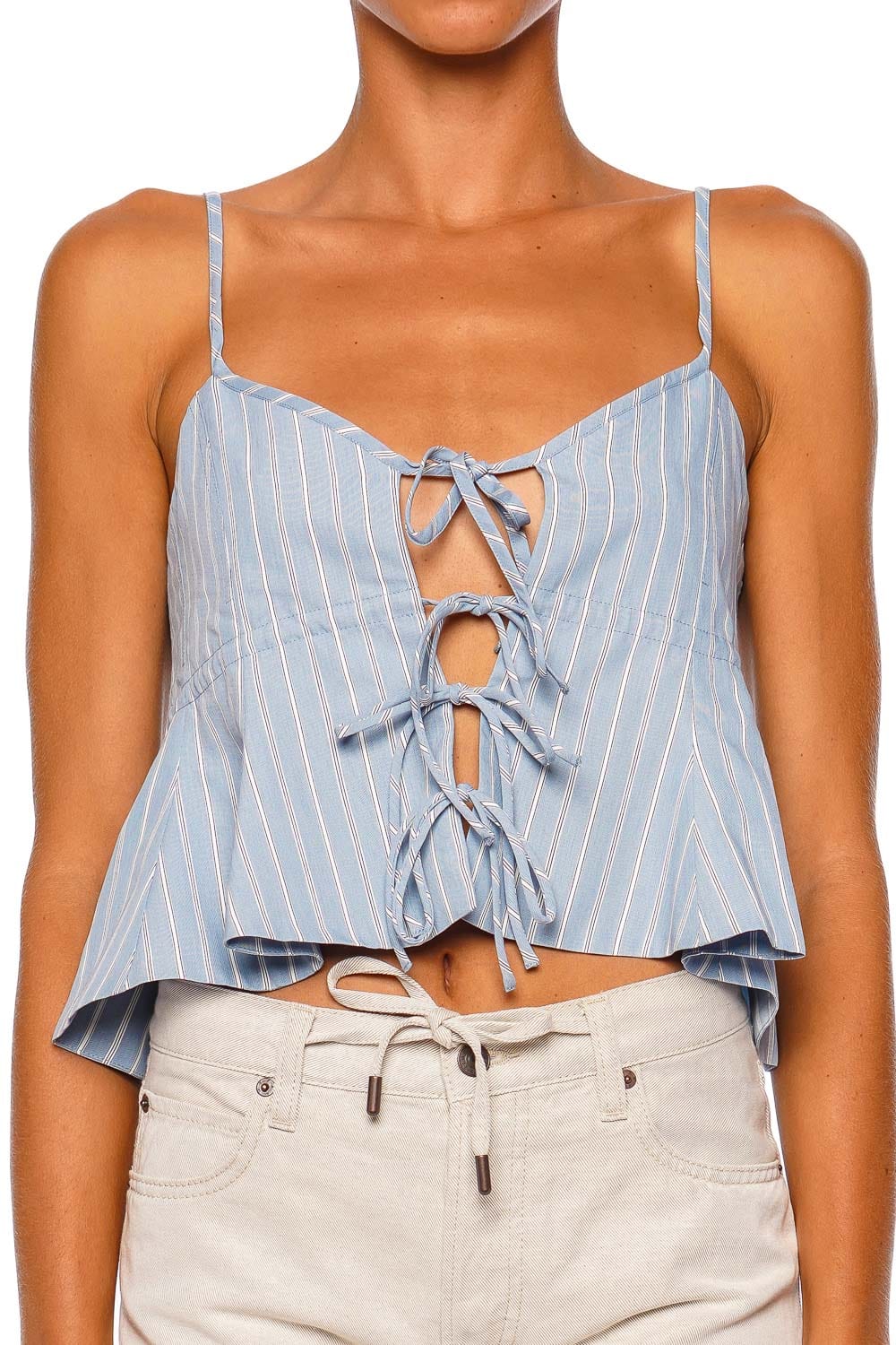 Citizens of Humanity Larissa Capri Stripe Tie Front Strappy Cami Top