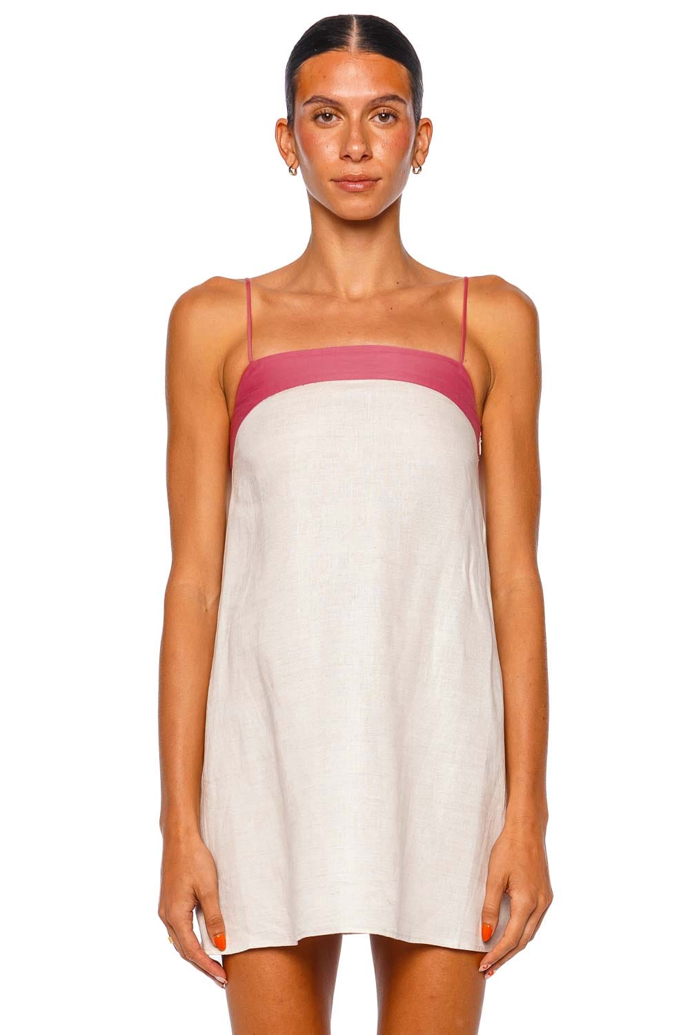 Staud Laura Linen Blush Canyon Strappy Mini Dress