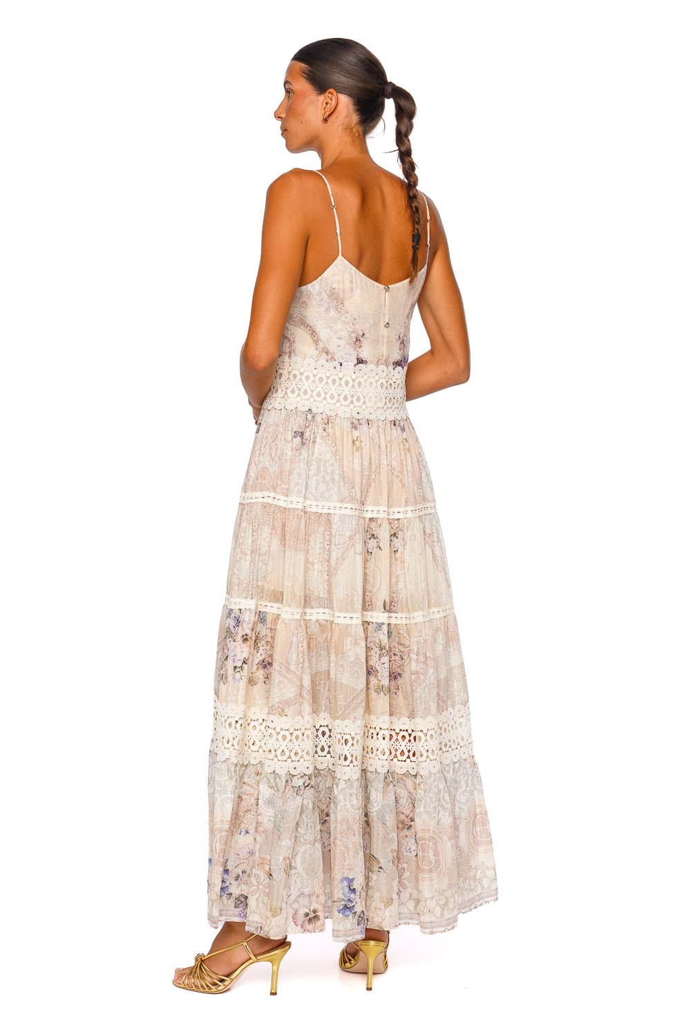 Camilla Trapeze Tiered Dress Laced With Love Floral Strappy Maxi Dress