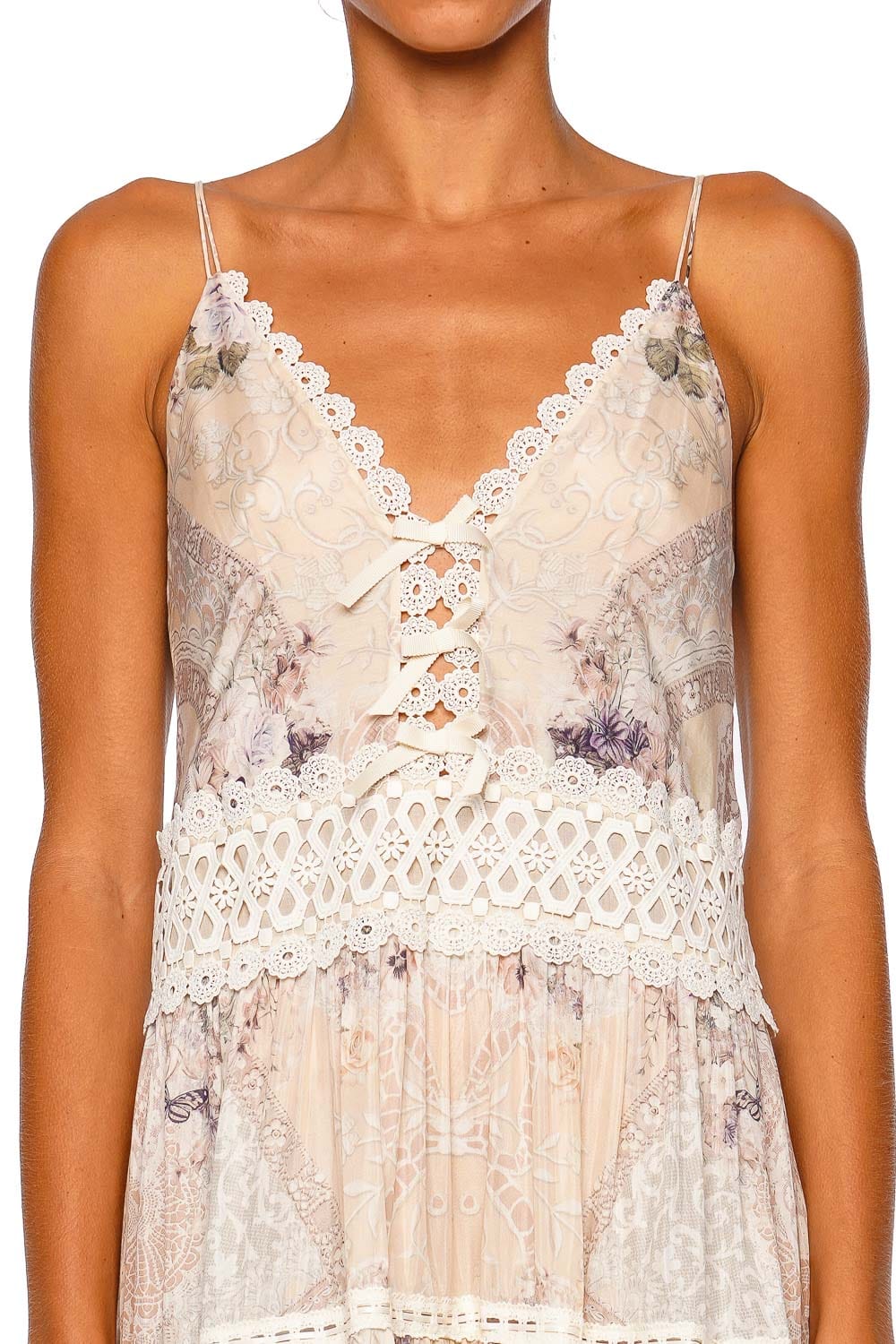 Camilla Trapeze Tiered Dress Laced With Love Floral Strappy Maxi Dress