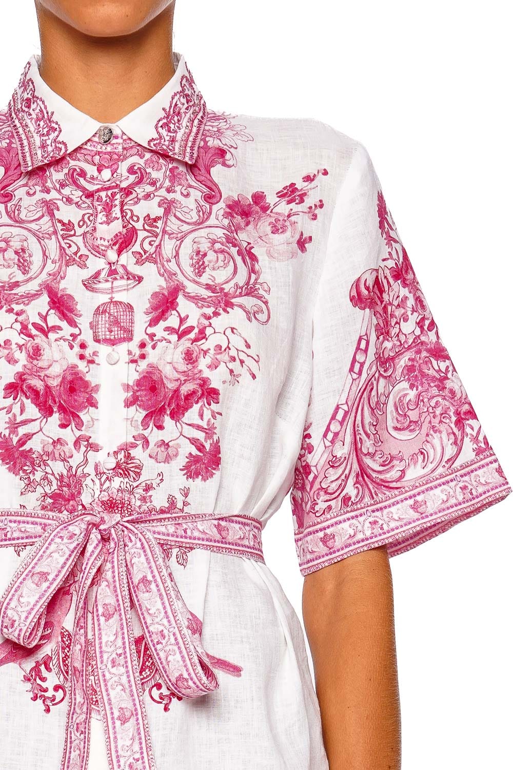 Camilla Livin La Vida Rosa Pink Short Sleeve Shirt Mini Dress