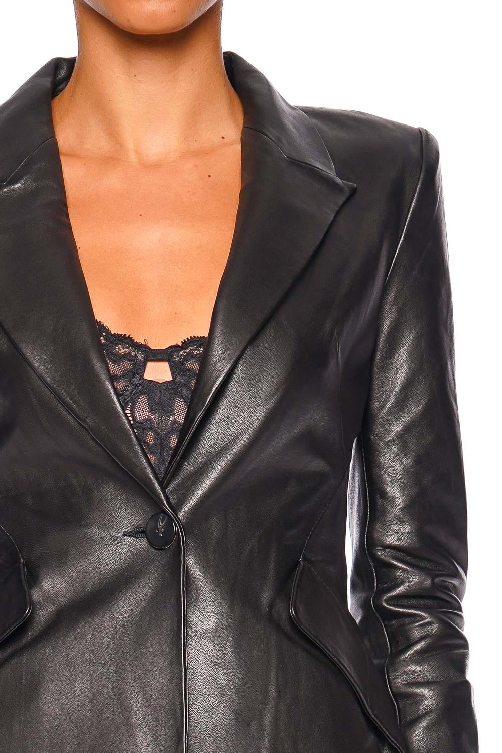 L'AGENCE Chamberlain Black Leather Blazer