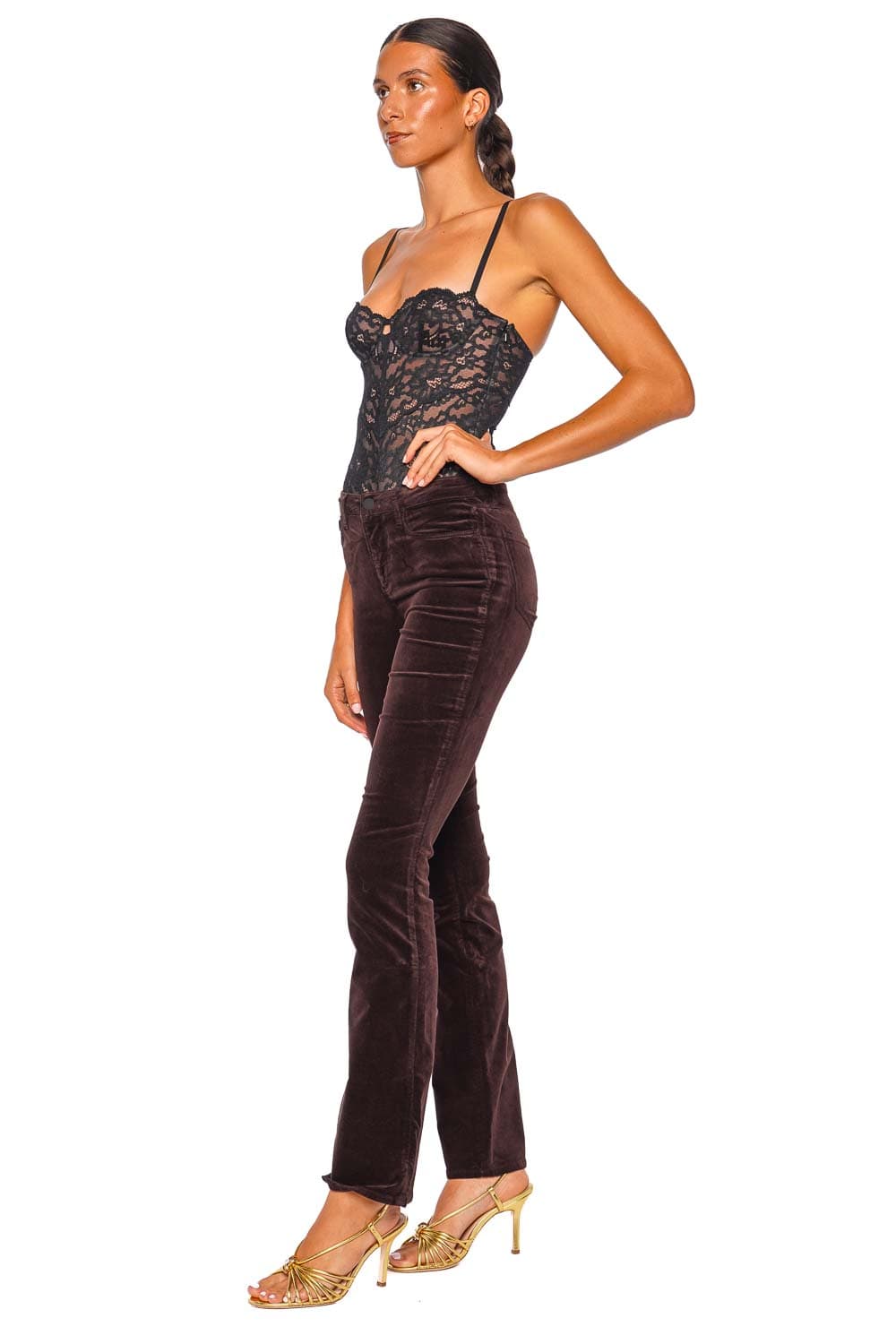 L'AGENCE Stevie Dark Java Velvet Straight Jean