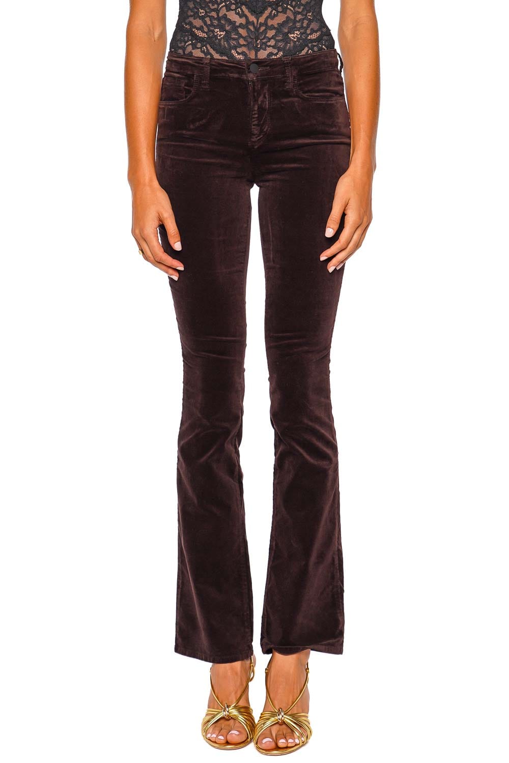 L'AGENCE Stevie Dark Java Velvet Straight Jean