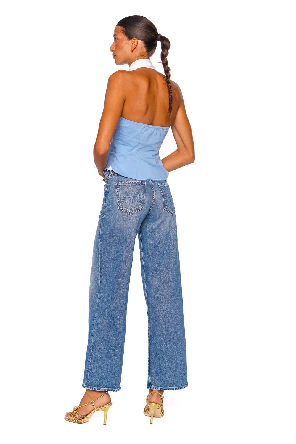 MOTHER Denim The Rerun Skimp Wide Leg Blue Jeans