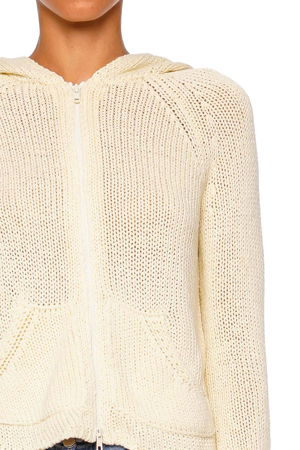 Still Here Bear Cream Long Sleeve Hooded Zip Up Sweater