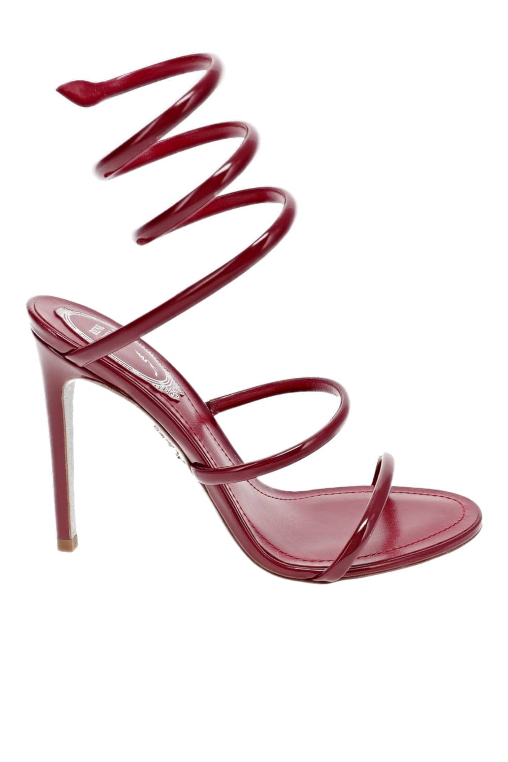 RENE CAOVILLA Crystal Scarlet Ankle Wrap Heel Sandal