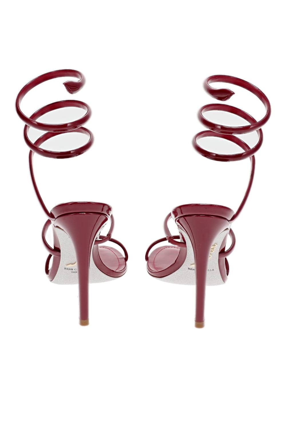 RENE CAOVILLA Crystal Scarlet Ankle Wrap Heel Sandal