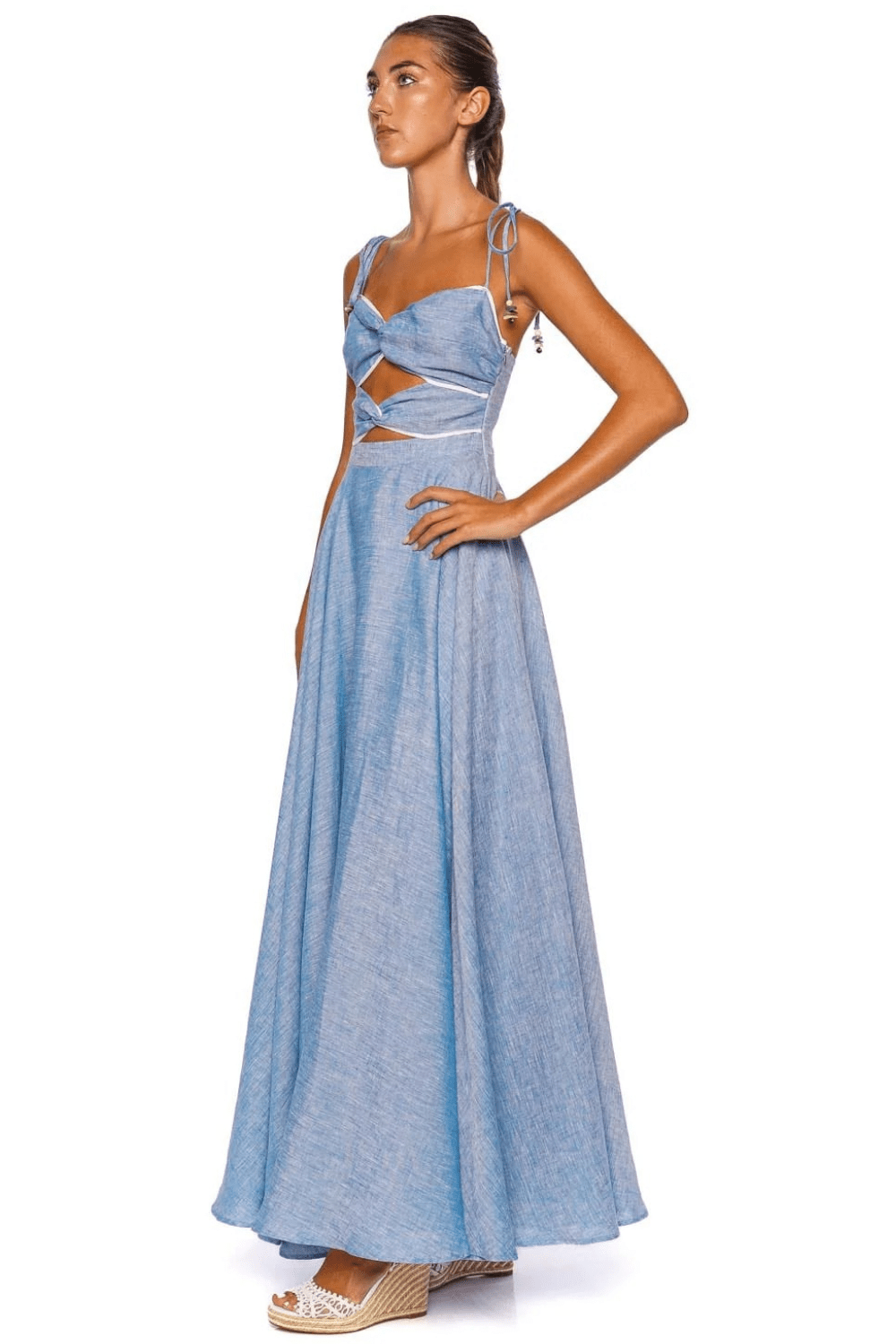Azulu Monroe Cut Out Linen Maxi Dress