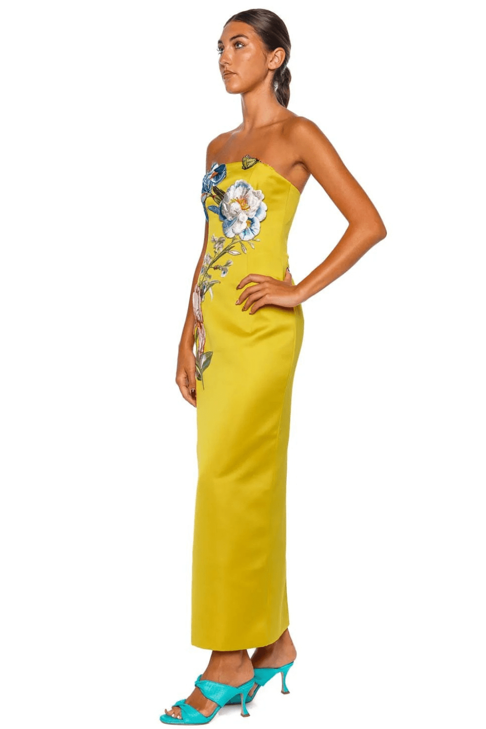 LEO LIN Rayna Strapless Applique Floral Maxi Dress