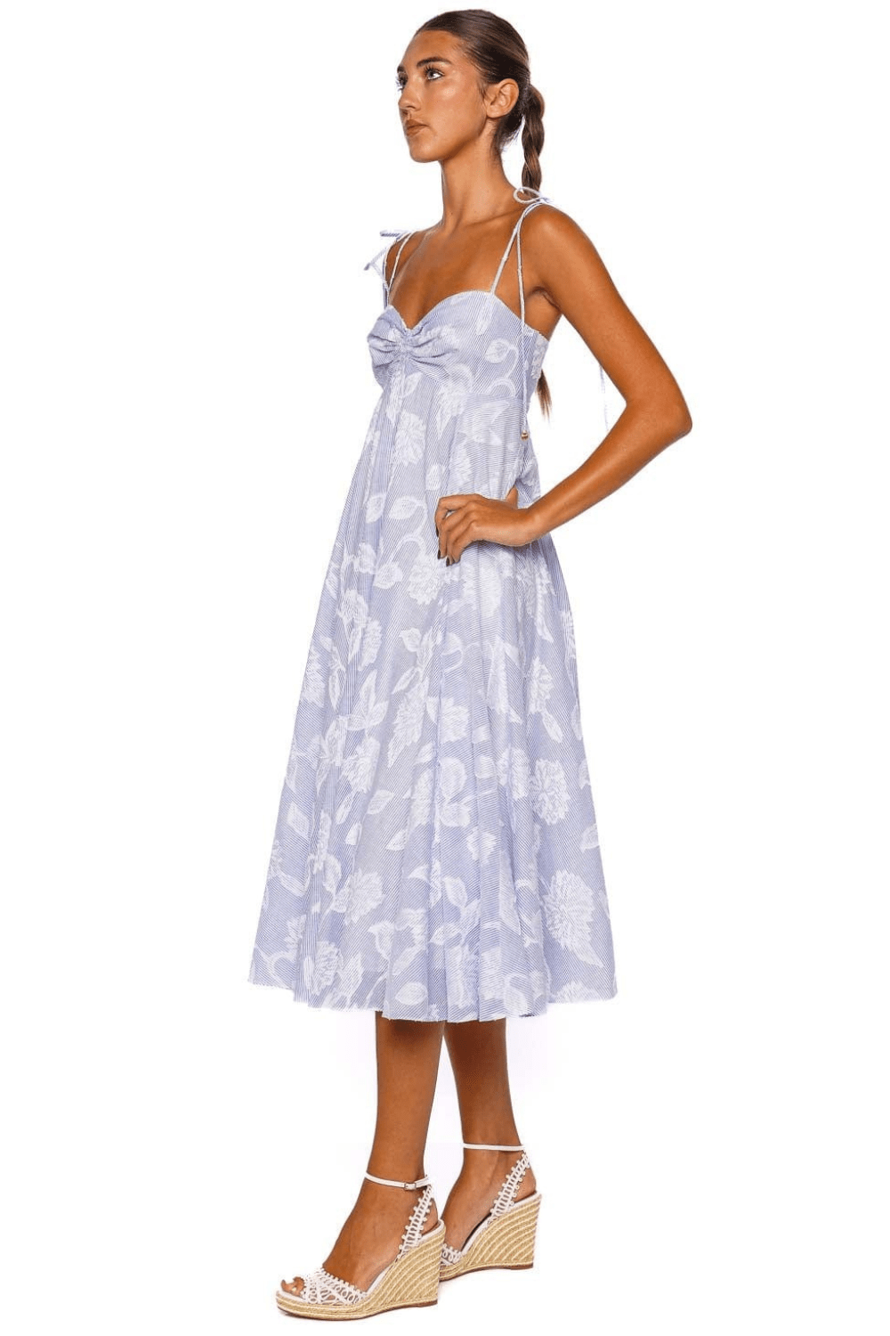 Cara Cara Sunray Floral Tie Shoulder Midi Dress