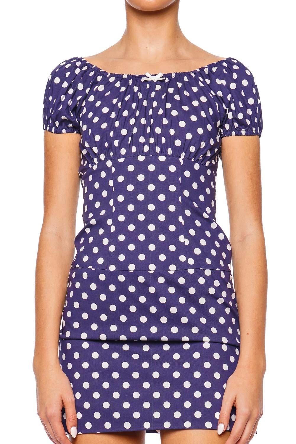 Caroline Constas Calla Polka Dot Gathered Mini Dress