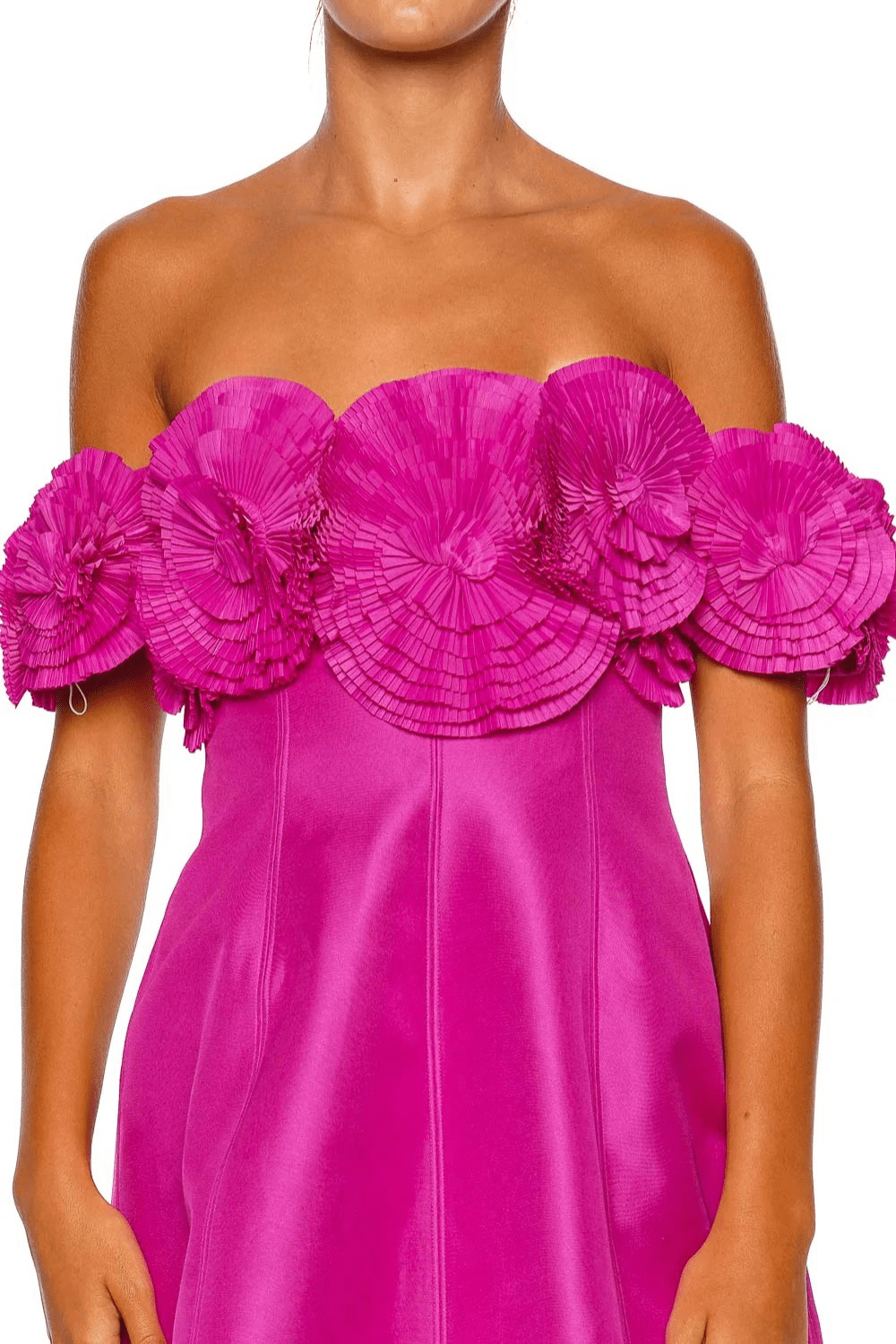 Acler Trusley Violet Floral Off Shoulder Mini Dress