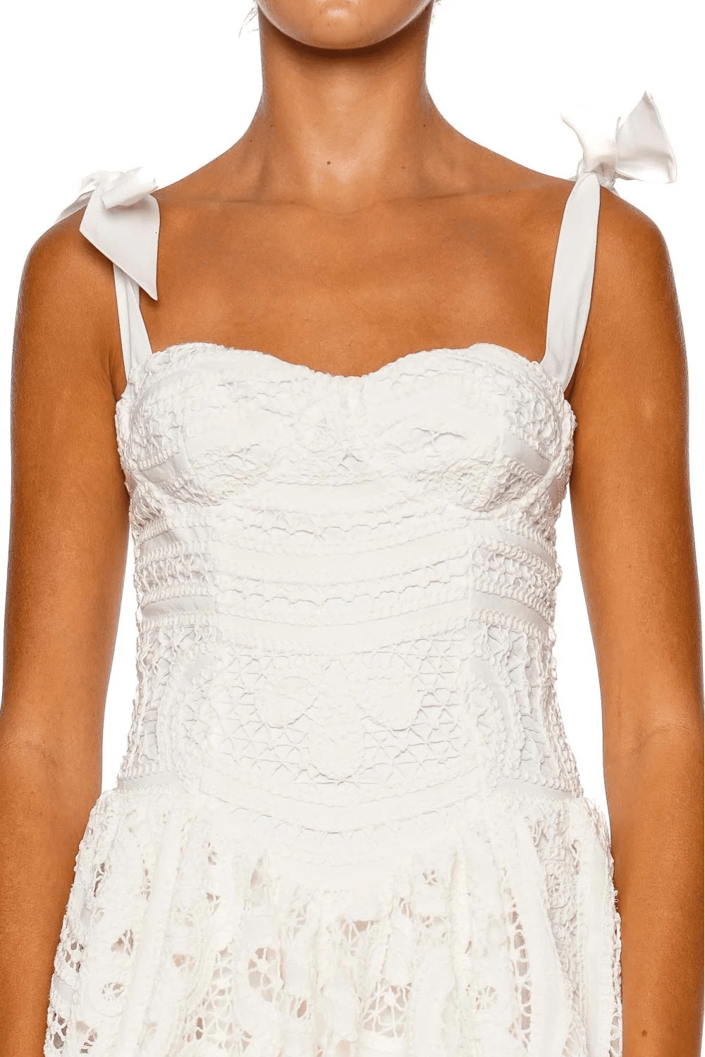 PatBO Rhythmic Lace Tie Shoulder Mini Dress