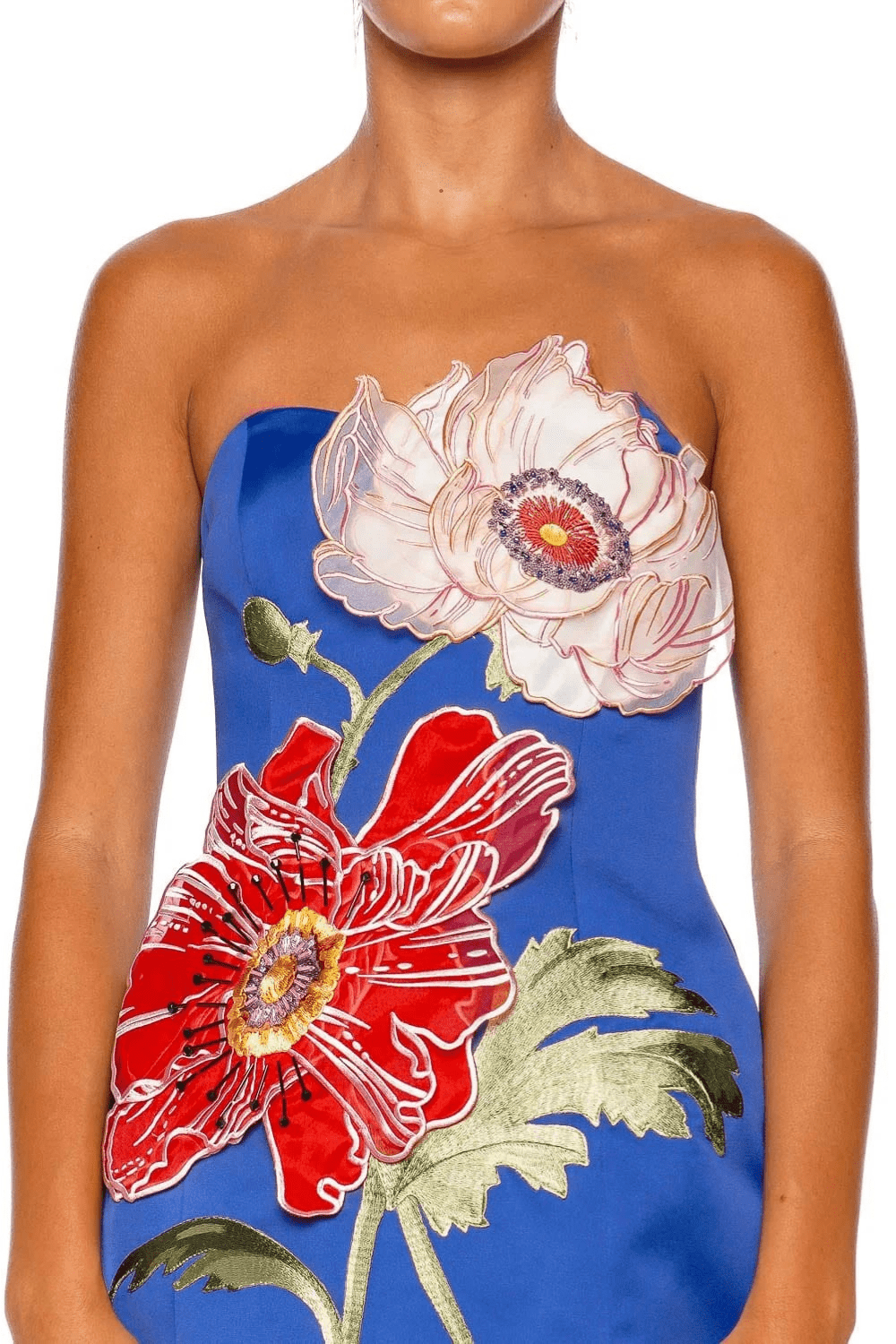 LEO LIN Rosario Floral Embroidered Strapless Mini Dress