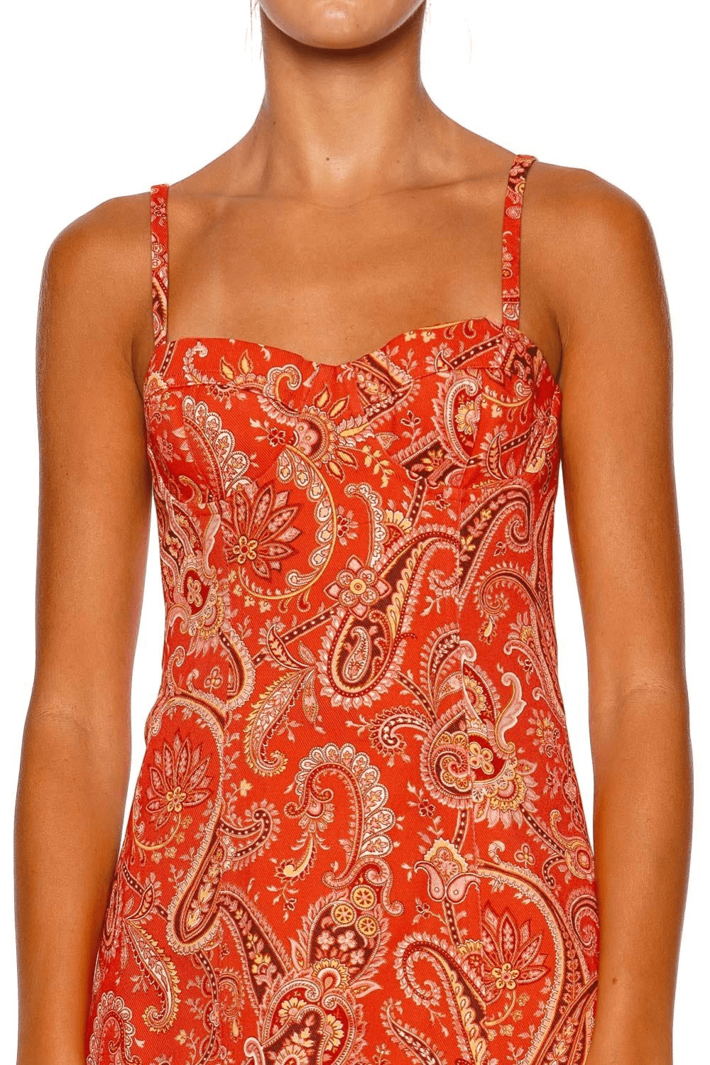 Cara Cara Claudine Paisley Orange Cotton Mini Dress