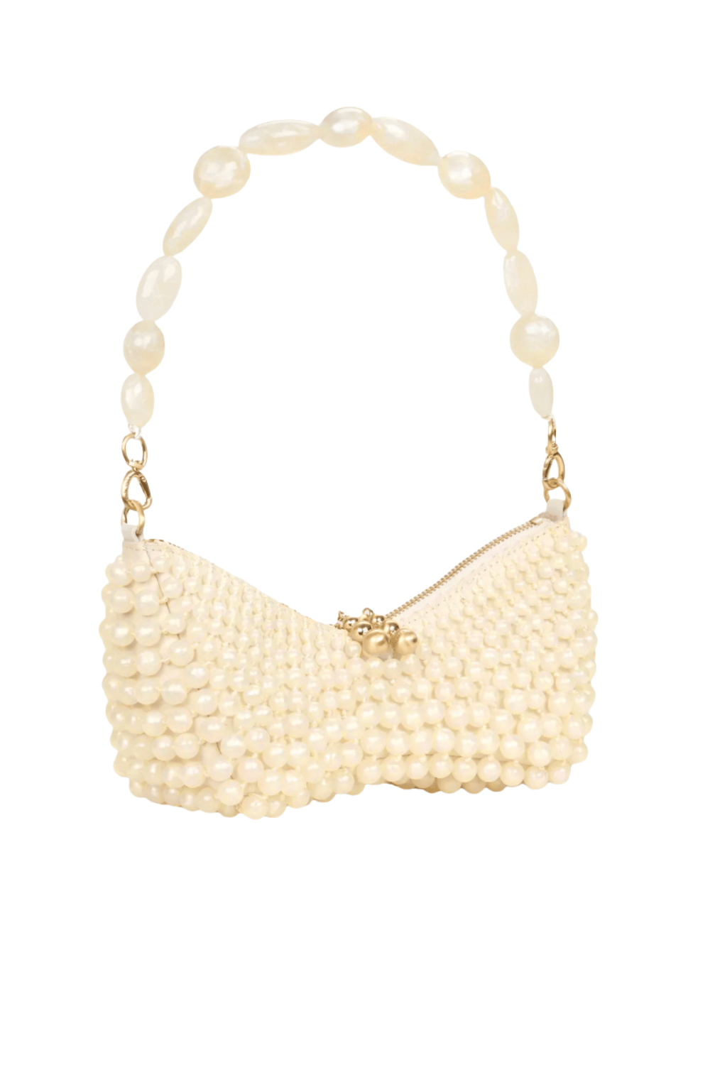 Cult Gaia Mercier Pearl-Embellished Ivory Clutch