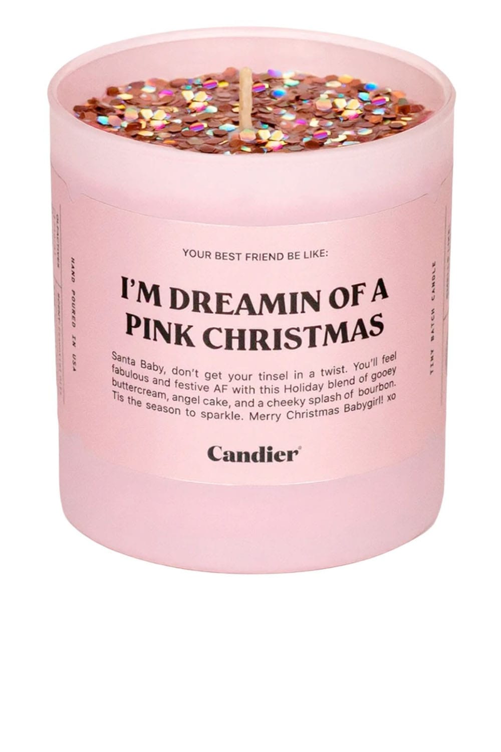 Candier Pink Glitter Christmas Candle