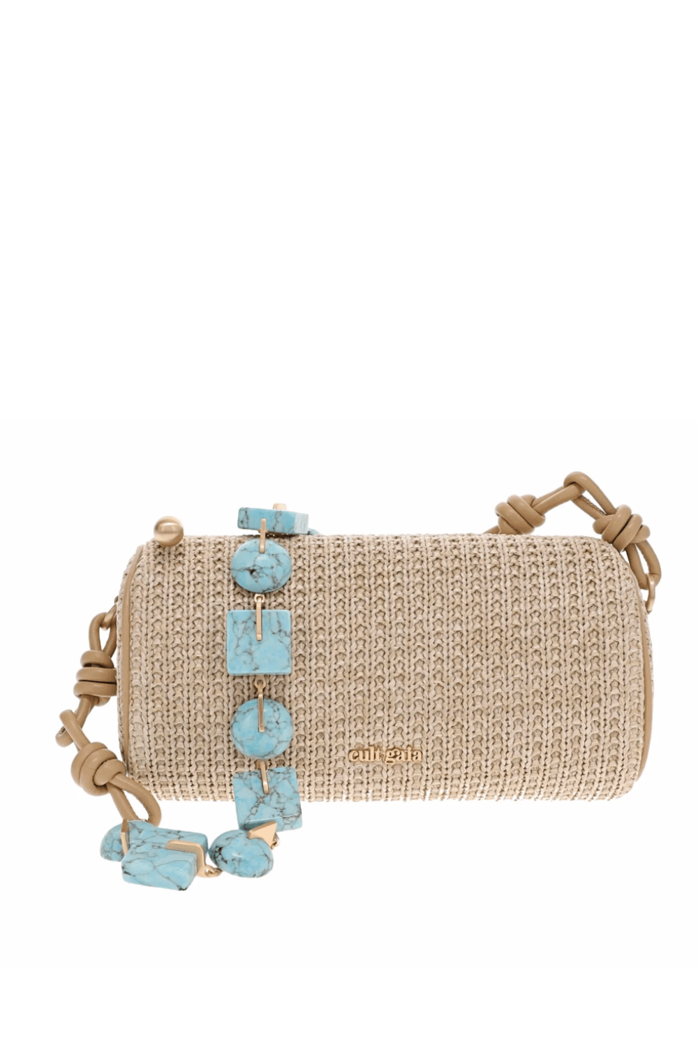Cult Gaia Zozina Ibiza Turquoise Raffia Shoulder Bag