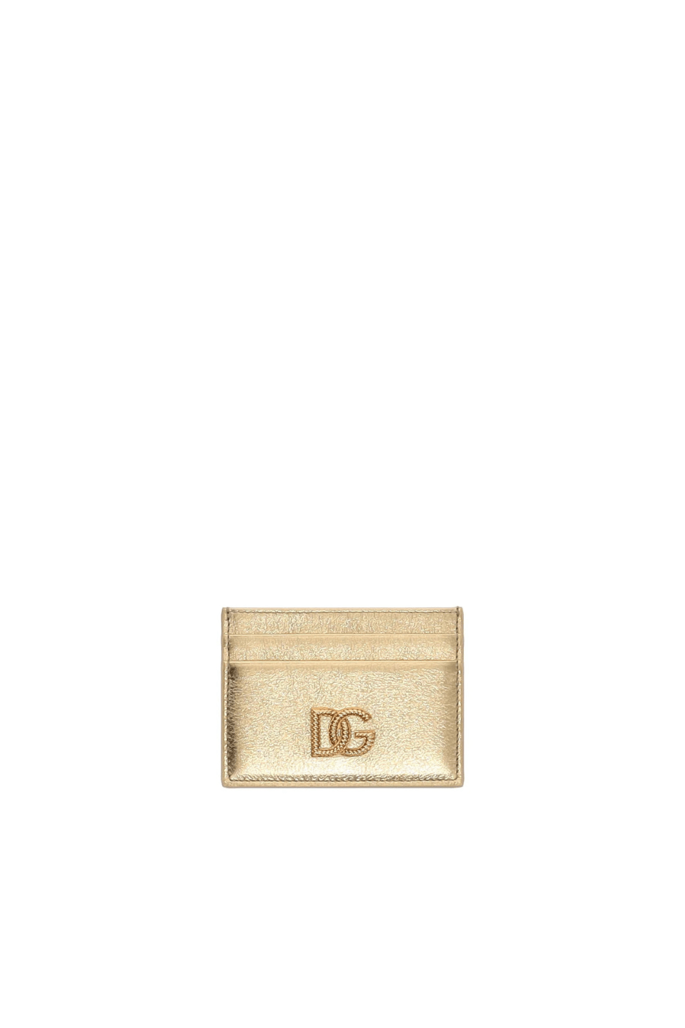 Dolce & Gabbana Gold Laminated Leather Logo Cardholder