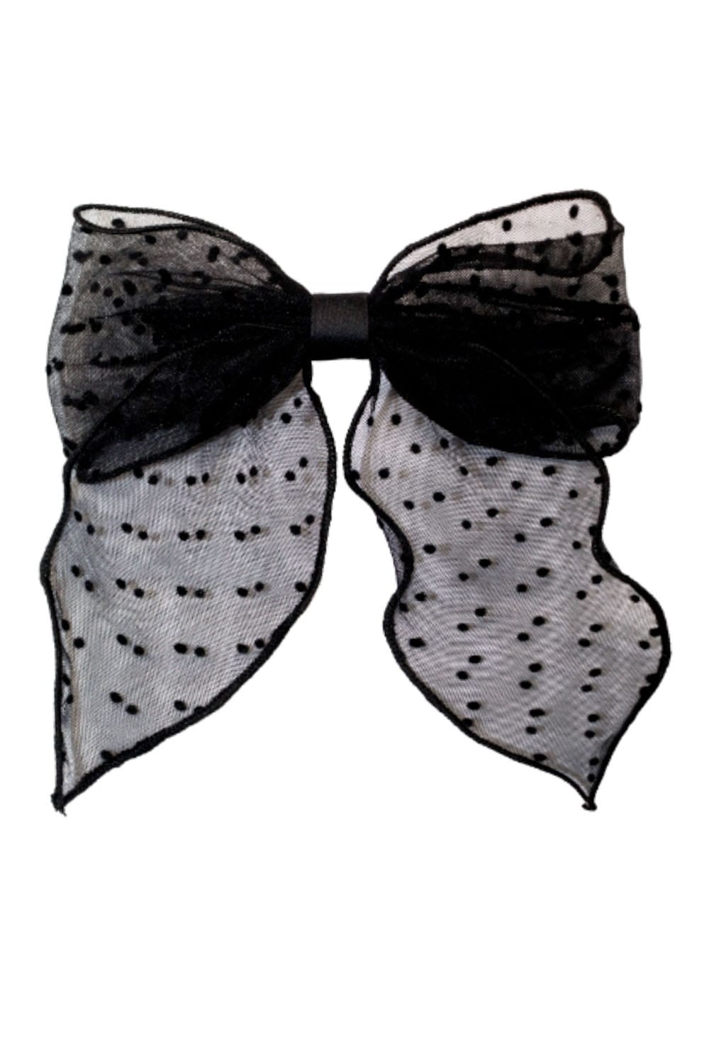 EMI JAY Sheer Noir Dotted Bow Barrette