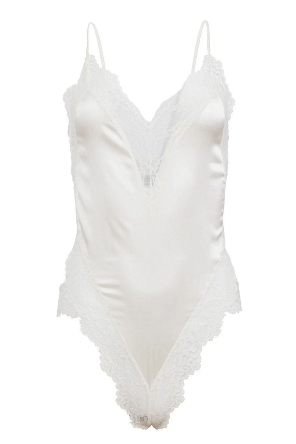 Fleur Du Mal Venus Ivory Silk Lace Teddy