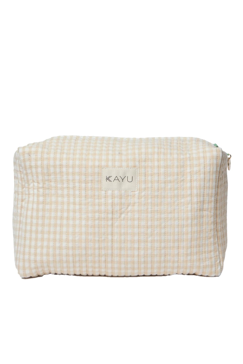 KAYU Elsie Beige Gingham Travel Pouch