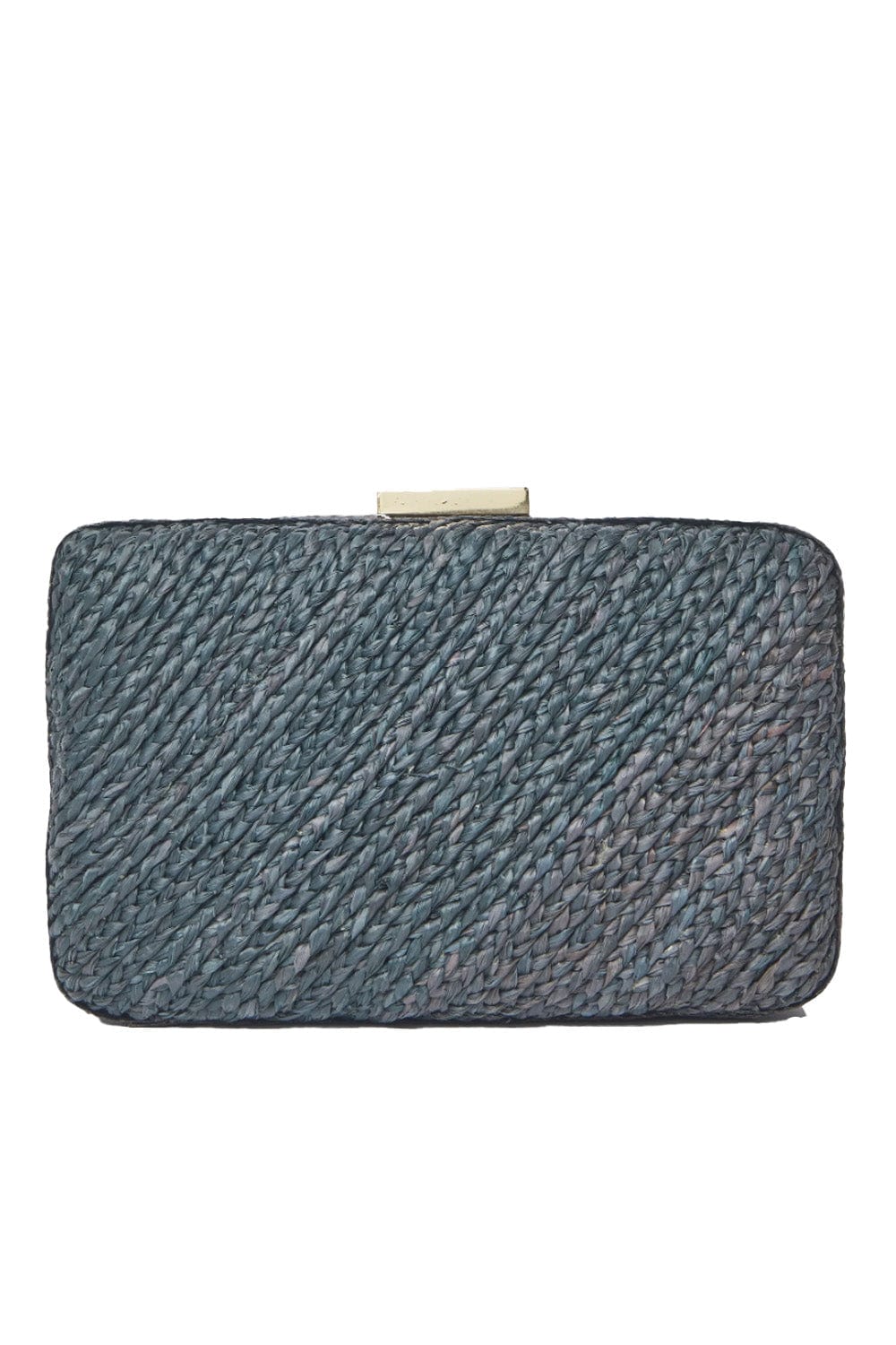 KAYU Carmen Black Woven Straw Clutch