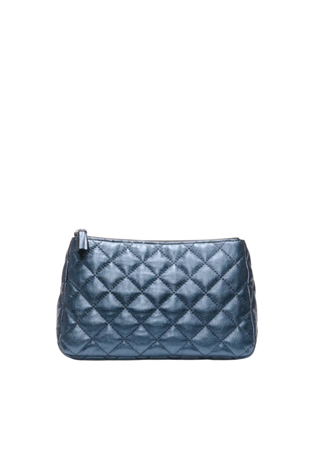 MZ Wallace Luna Midnight Metallic Leather Cosmetic Bag