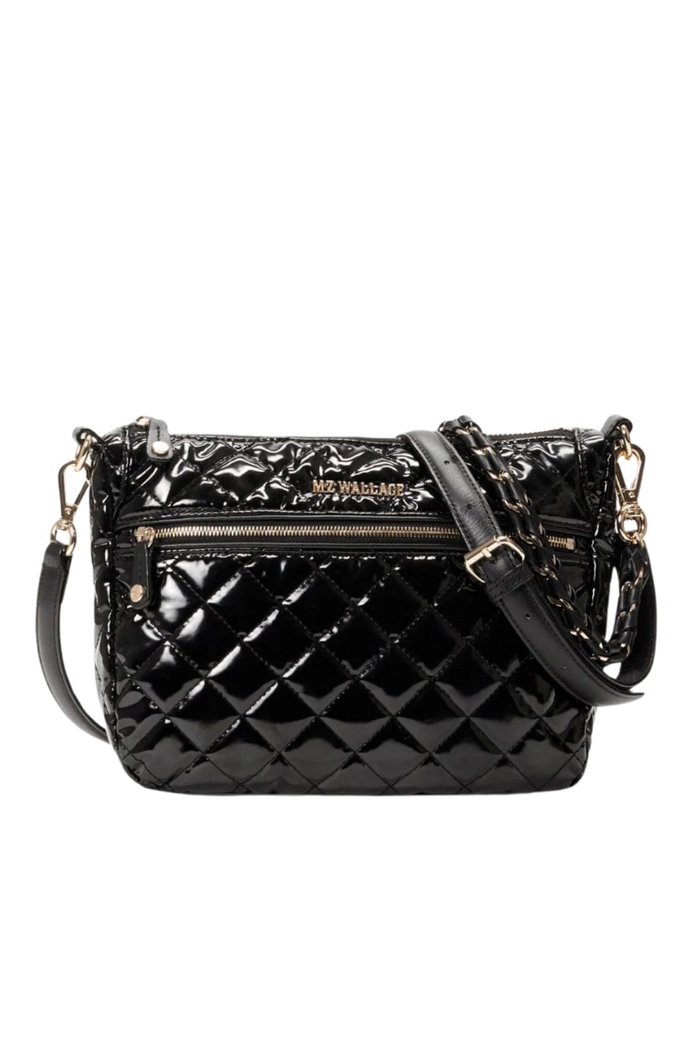 MZ Wallace Crosby Ella Black Lacquer Quilted Crossbody