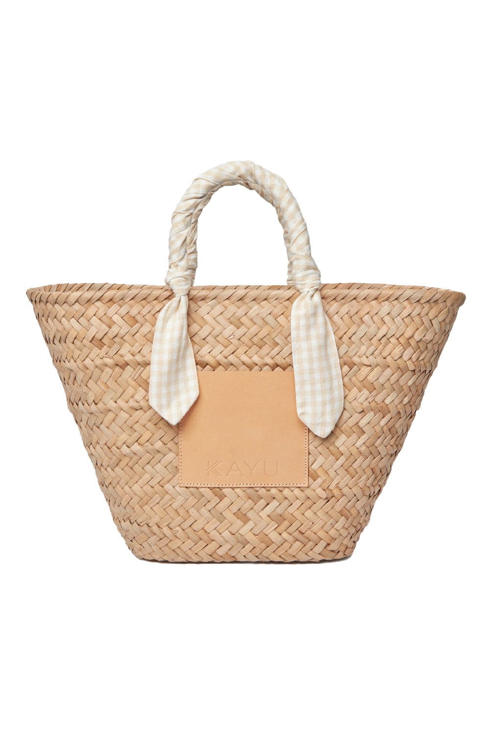 KAYU Marlow Gingham Scarf Straw Tote